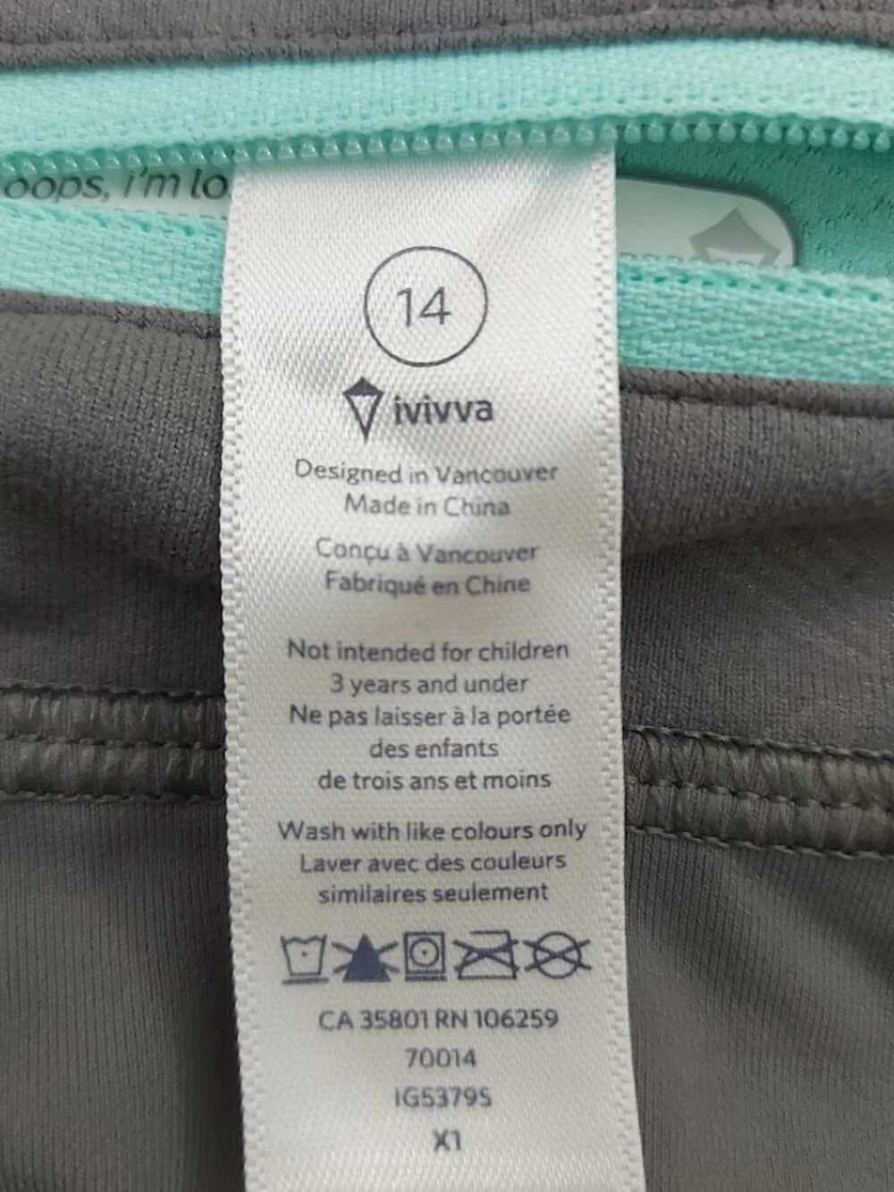 Ivivva Lululemon Leggings Girls Youth 14 Gray Athletic Pockets Reflective Calf